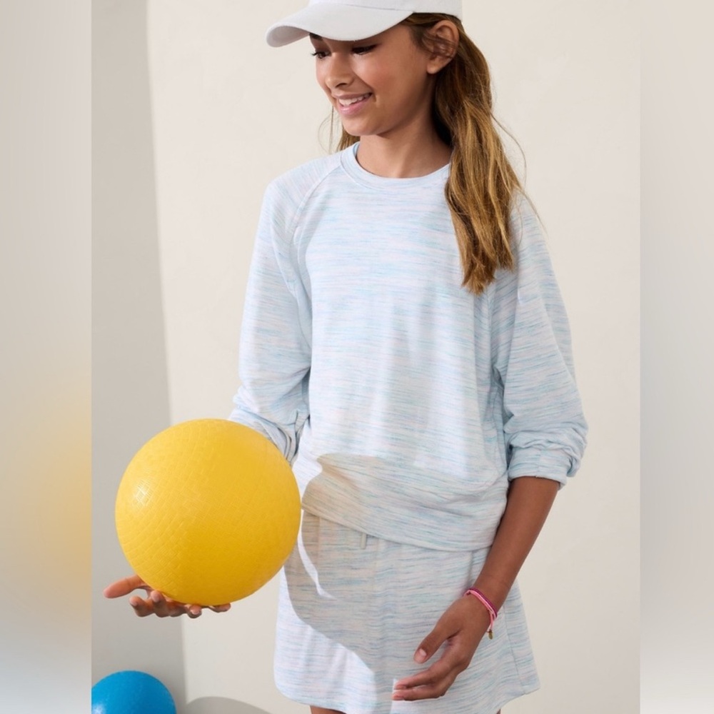 NWT Athleta Girl All Day Crewneck Sweatshirt in Quartz Spacedye - Sz L/12